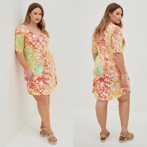 Torrid Mini Super Soft Tee Shirt Dress Tie Dye Explosion White 2